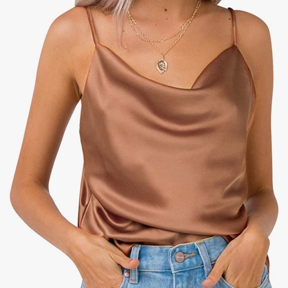 Women's Spaghetti Straps V Neck Satin